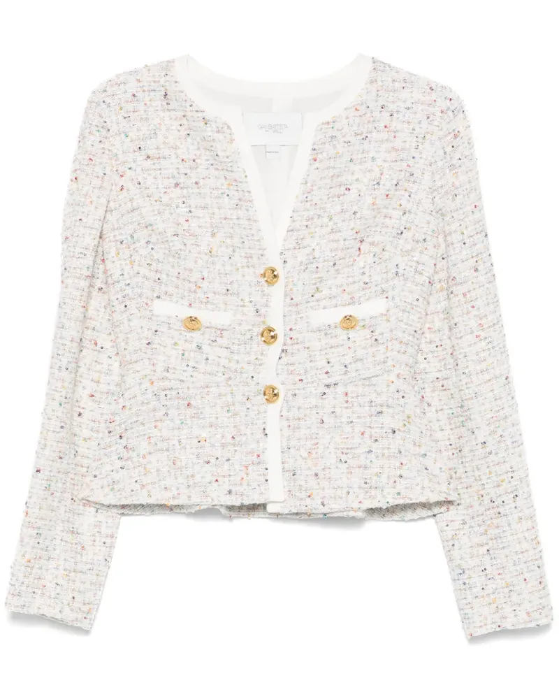 Giambattista Valli Tweed-Jacke mit V-Ausschnitt - Weiß Weiß
