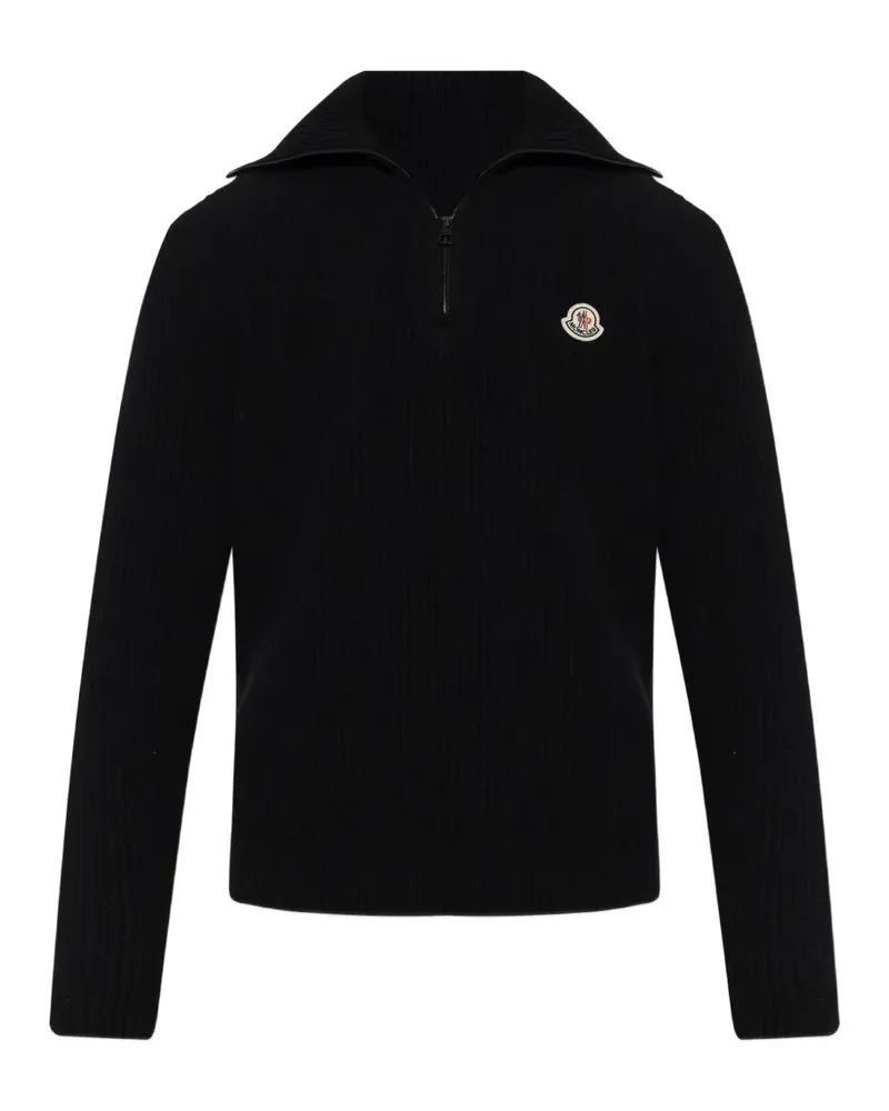Moncler ribbed-knit logo-patch sweater - Schwarz Schwarz
