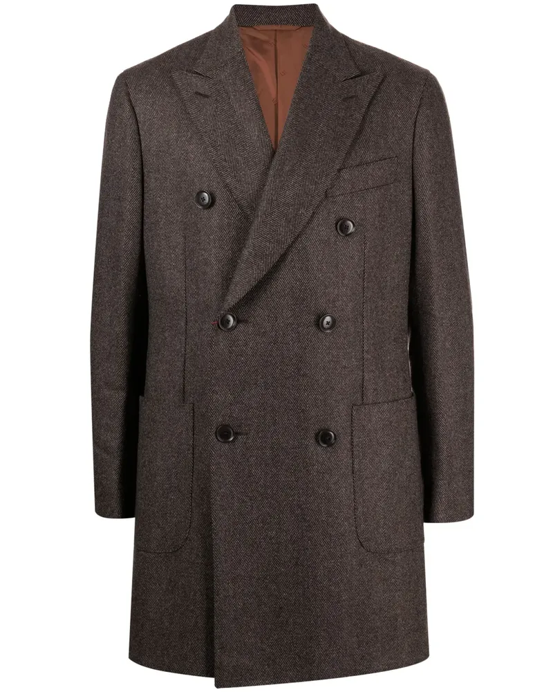 Luciano Barbera Mantel mit Hahnentrittmuster - Braun Braun