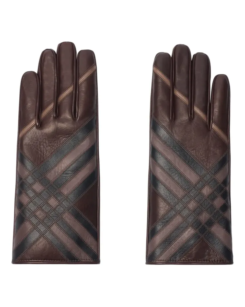 Burberry check-pattern leather gloves - Braun Braun