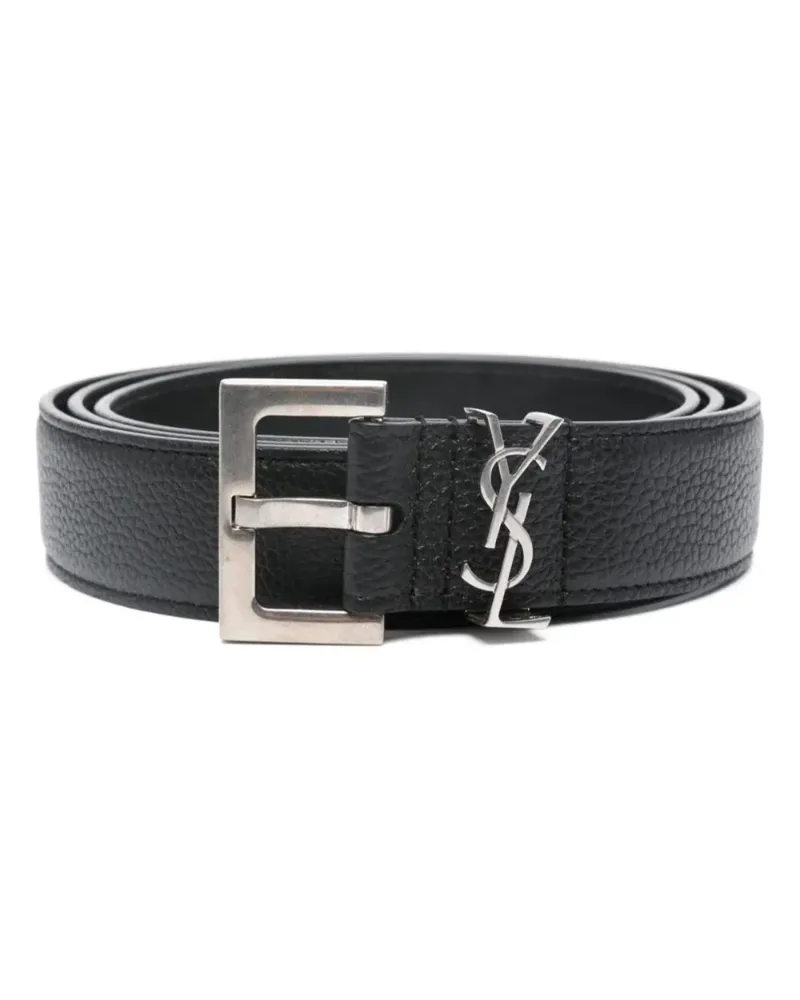 Saint Laurent Cassandre Gürtel aus Leder - Schwarz Schwarz