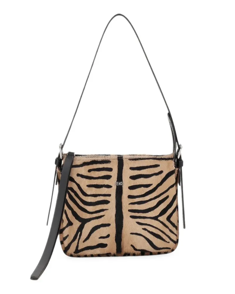 Fendi Kleine Schultertasche mit Tiger-Print - Nude Nude