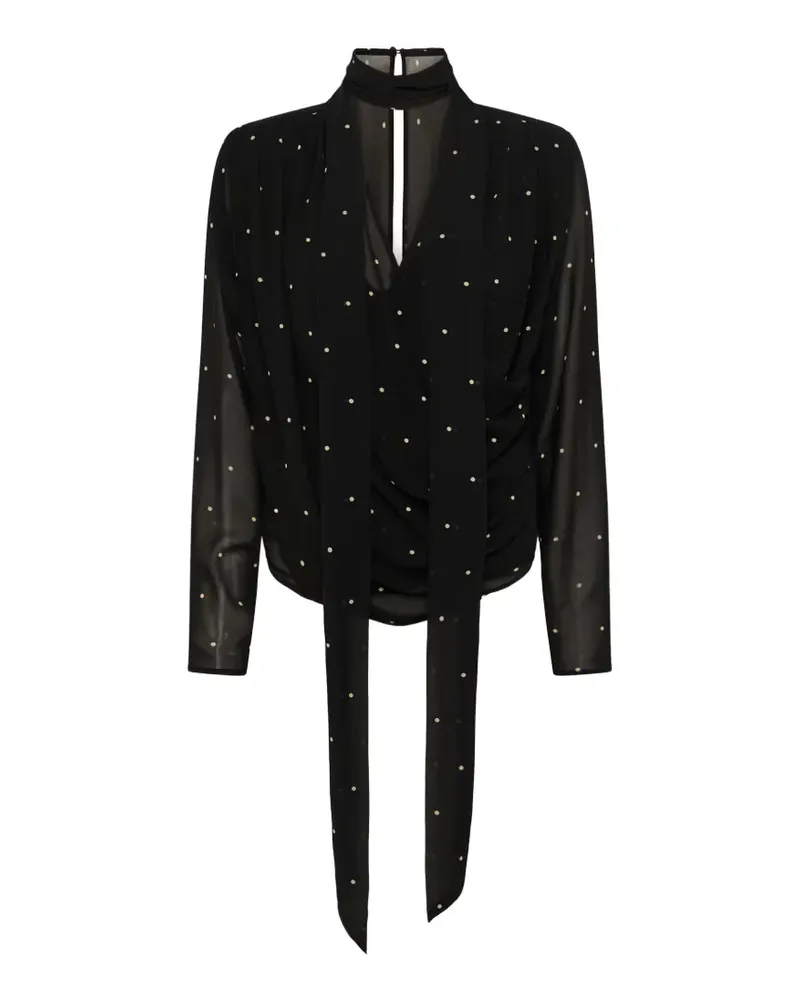 Gestuz polka-dot tie-neck blouse - Schwarz Schwarz
