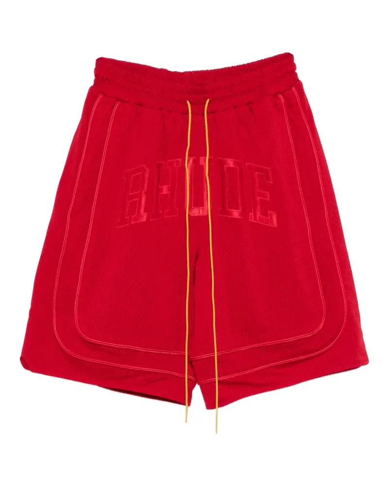 RHUDE Collegiate Logo Mesh-Shorts - Rot Rot