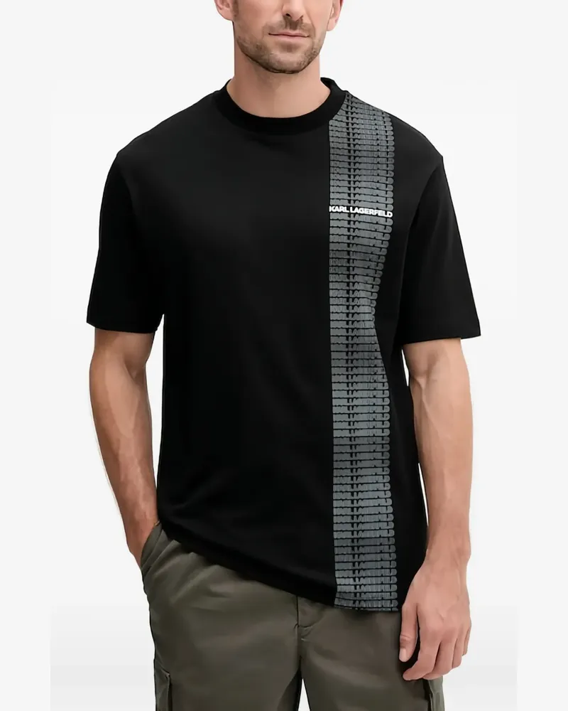 Karl Lagerfeld logo stripe T-shirt - Schwarz Schwarz