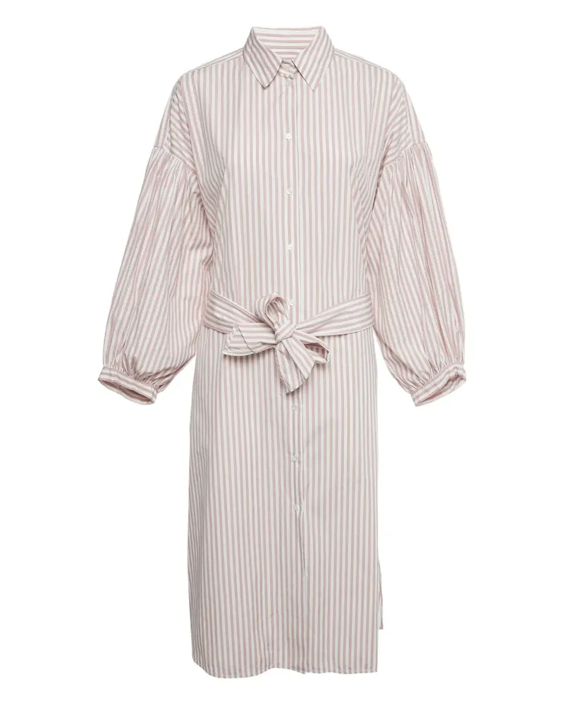 Max Mara striped puff-sleeve midi shirt dress - Weiß Weiß
