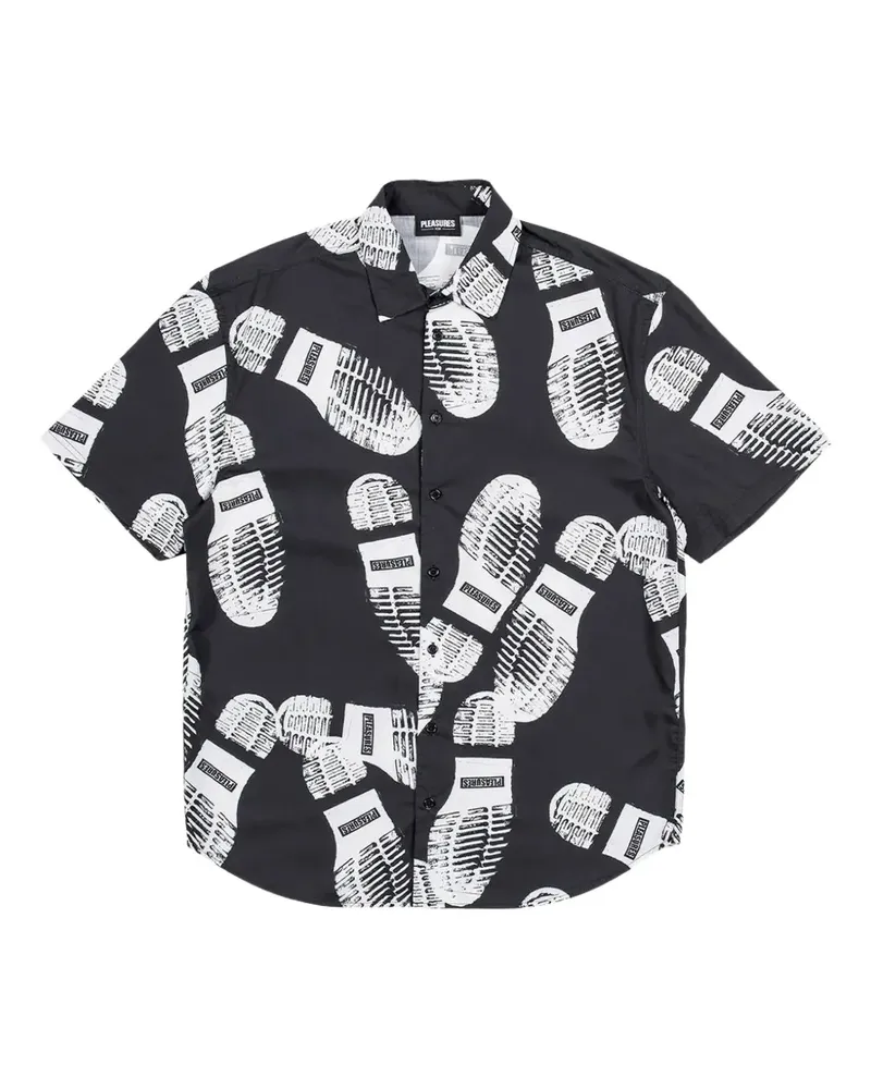 PLEASURES Kurzärmeliges Imprint Hemd - Schwarz Schwarz