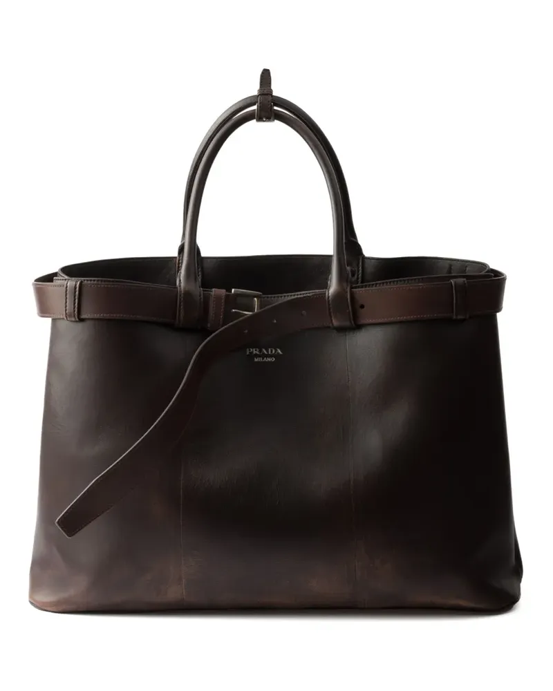 Prada Große Buckle Tote Bag - Braun Braun