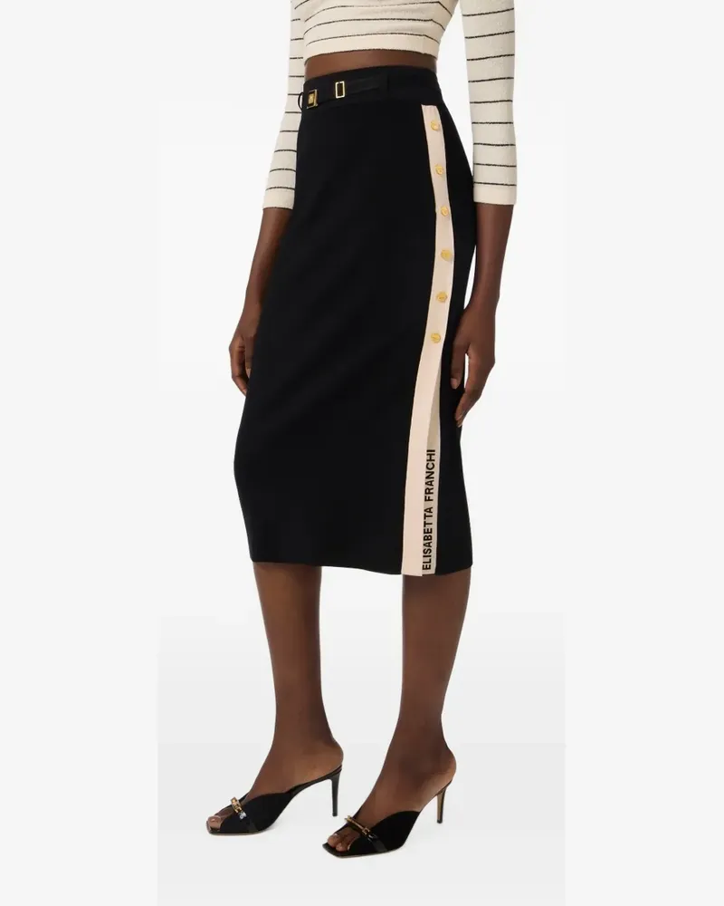 Elisabetta Franchi logo-jacquard knit midi skirt - Schwarz Schwarz