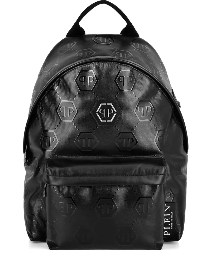 Philipp Plein Rucksack mit Monogramm-Prägung - Schwarz Schwarz