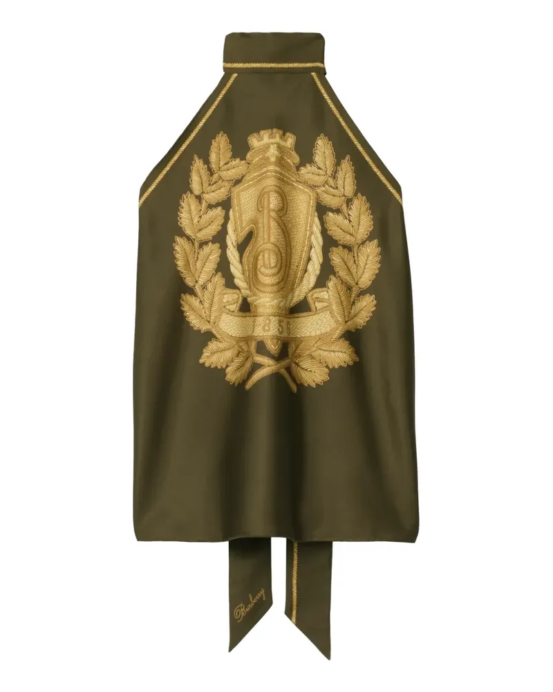 Burberry Seidenschal mit Logo-Wappen - Grün Grün