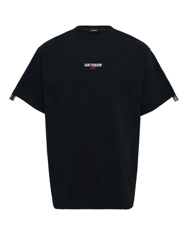 WE 11 DONE T-Shirt mit Logo-Streifen - Schwarz Schwarz