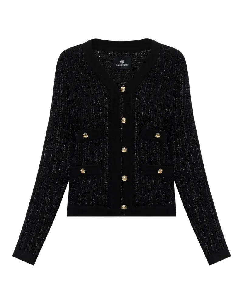 Anine Bing Tessa Cardigan aus Tweed - Schwarz Schwarz