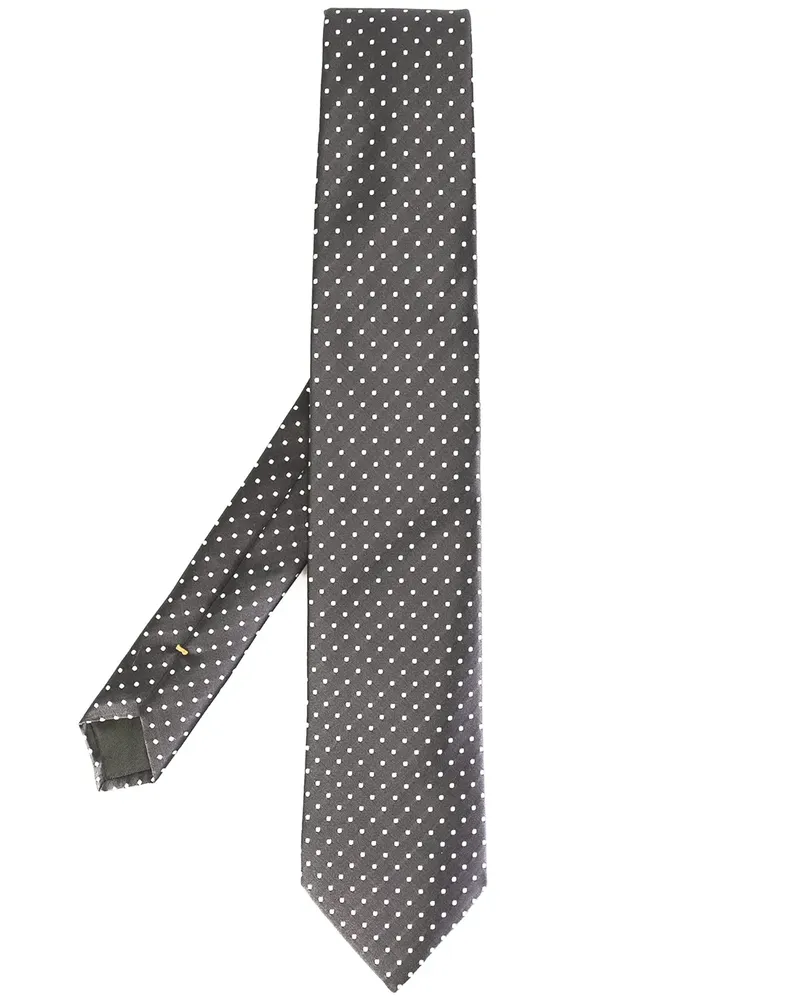 Canali Gepunktete Seidenkrawatte - Grau Grau