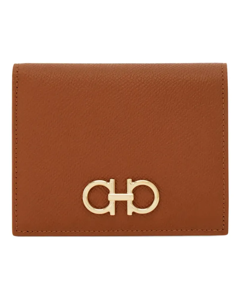 Ferragamo Gancini Buckle Compact Wallet - Braun Braun