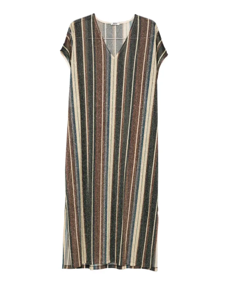 SIYU Zoe V-neck striped maxi dress - Grün Grün