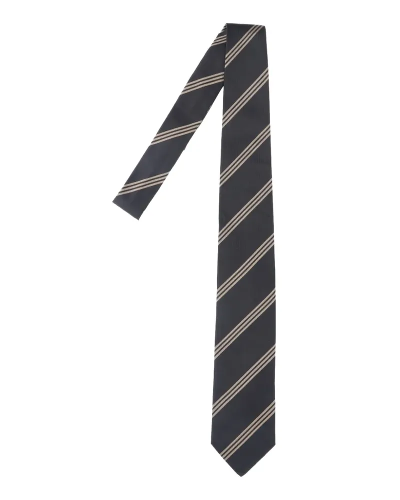 LARDINI diagonal-stripe silk tie - Schwarz Schwarz