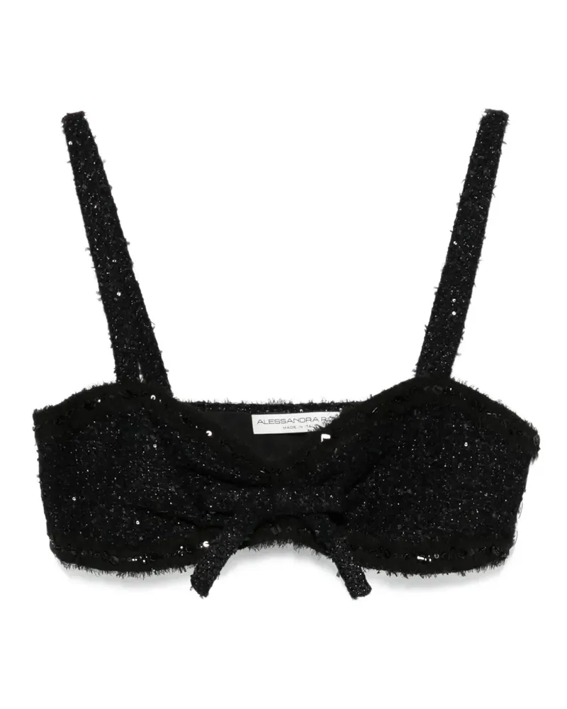 Alessandra Rich Top mit Pailletten - Schwarz Schwarz