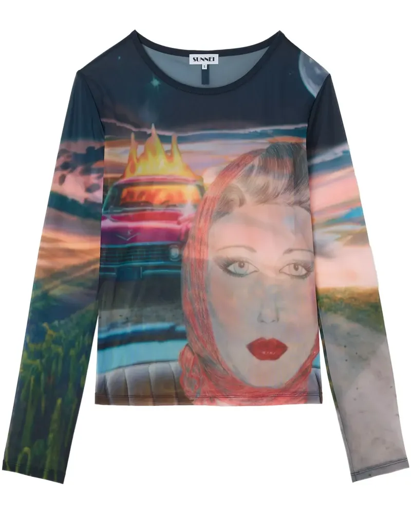 SUNNEI T-Shirt mit Annamarie-Print - Blau Blau