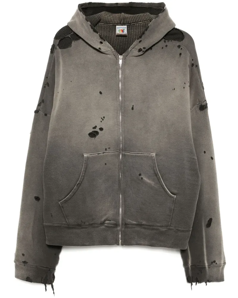 SAINT MXXXXXX Hoodie im Distressed-Look - Grau Grau