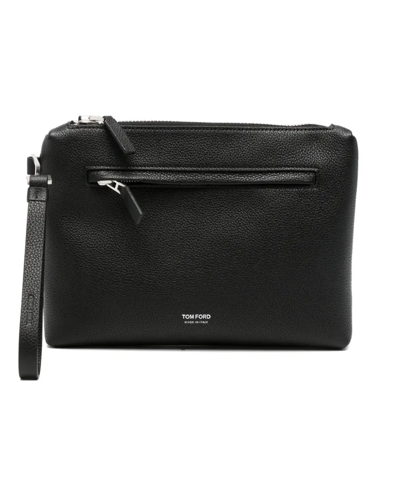 Tom Ford grained leather wrist-strap clutch bag - Schwarz Schwarz