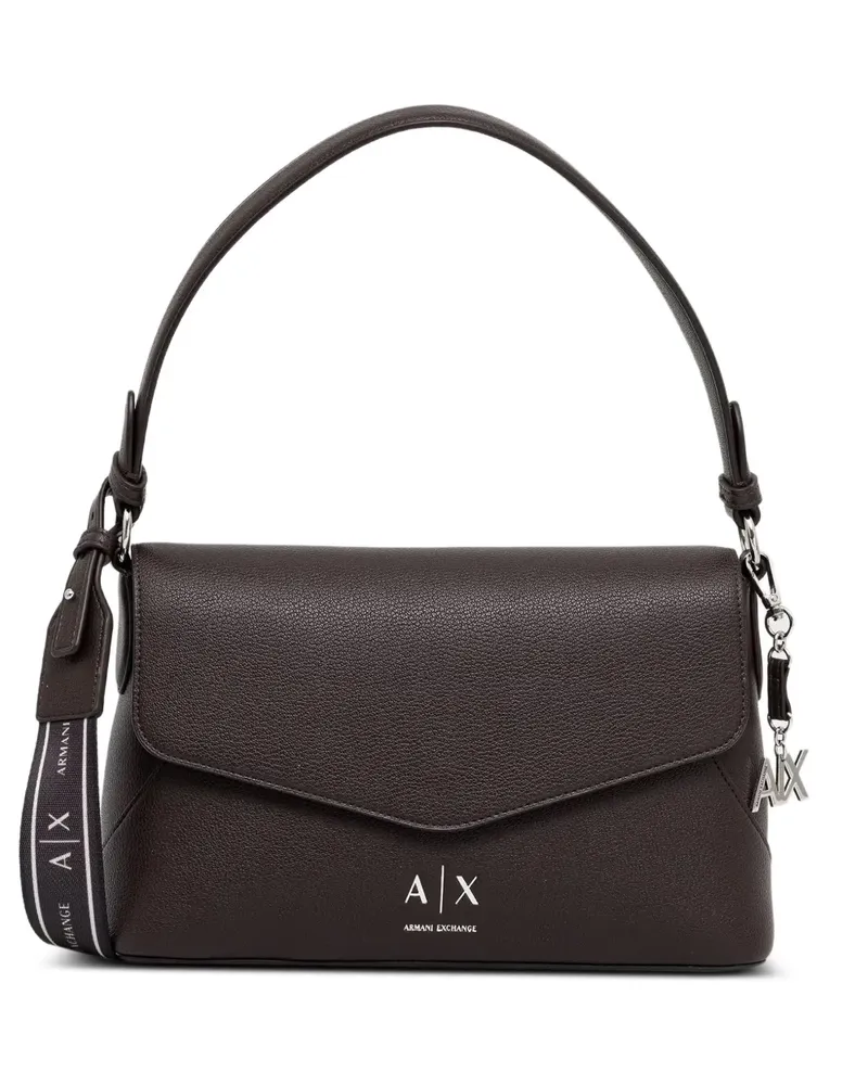 Armani Exchange Schultertasche mit Logo-Schild - Braun Braun