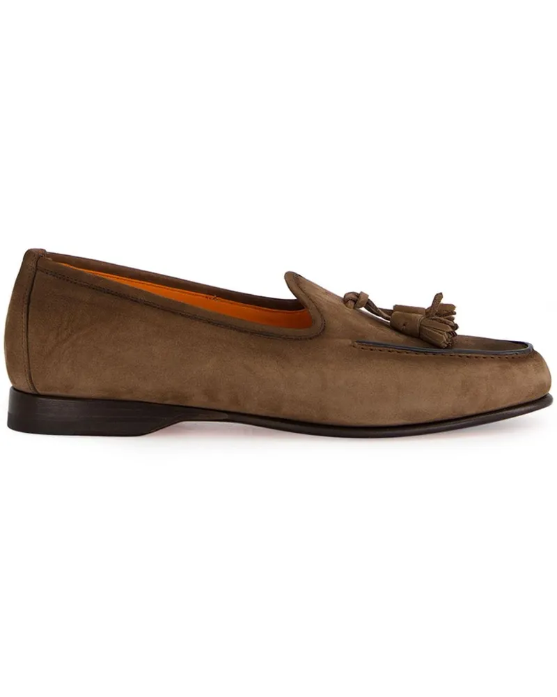 Santoni Loafer aus Wildleder mit Quasten Braun