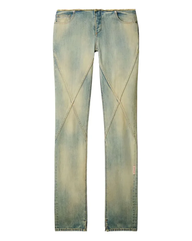 OFF-WHITE crossover seam frayed jeans - Blau Blau
