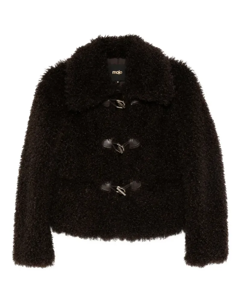 Maje Jacke aus Faux Fur mit Knebelverschluss - Dark Brown Dark