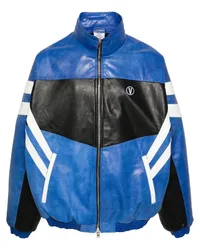 VETEMENTS Lederjacke mit Logo-Stickerei Blau