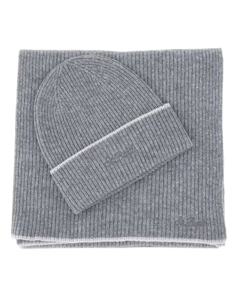 MC2 Saint Barth ribbed-knit wool scarf and beanie hat set - Grau Grau