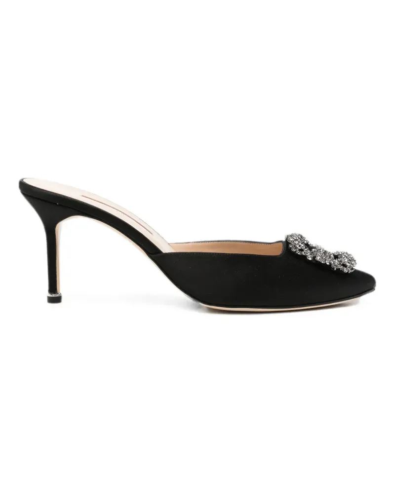 Manolo Blahnik Hangisi crystal-buckle mules - Schwarz Schwarz