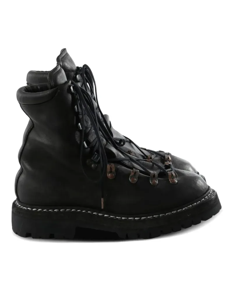 GUIDI Schnürstiefel aus Leder - Schwarz Schwarz