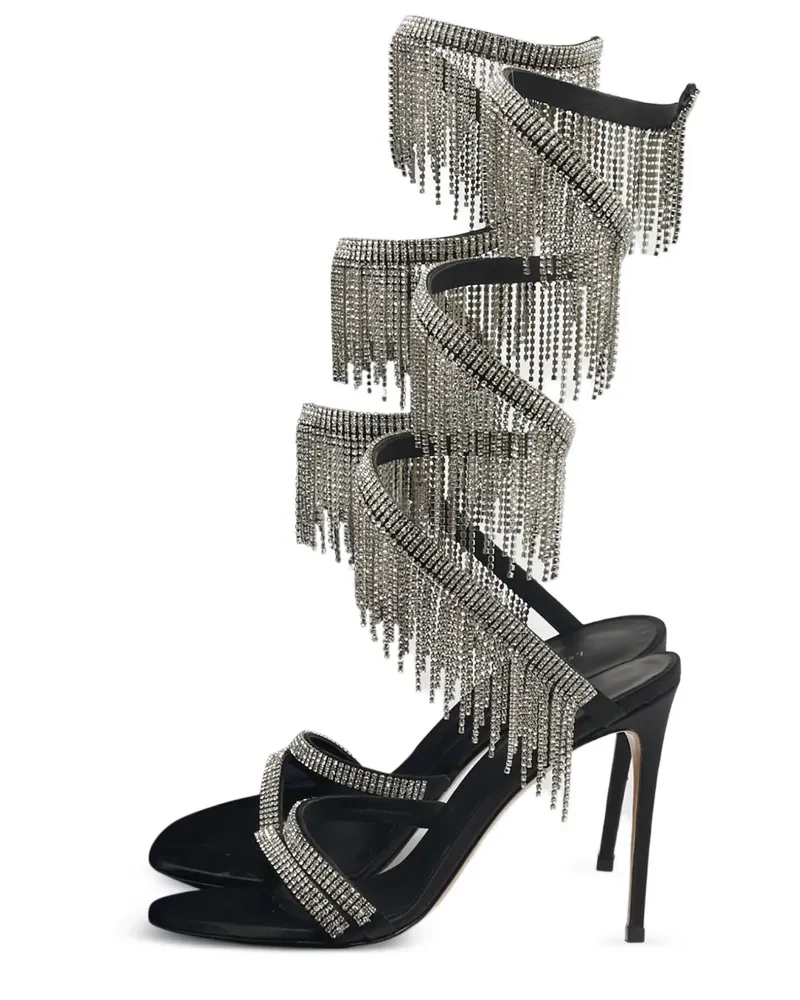 Le Silla crystal straps satin sandals - Schwarz Schwarz