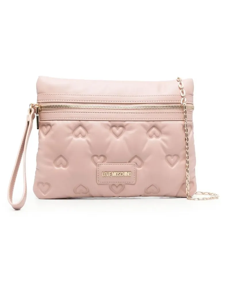 Moschino Clutch mit Herz-Prägung - Rosa Rosa