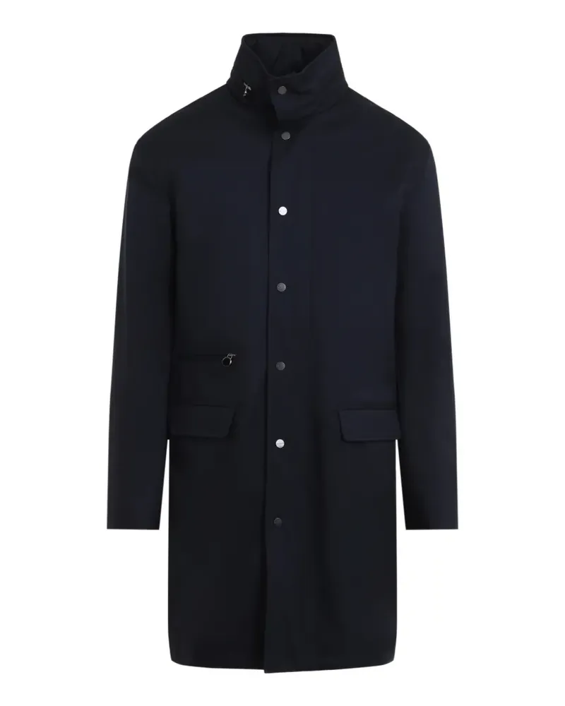 Kiton concealed-fastening high-neck coat - Blau Blau