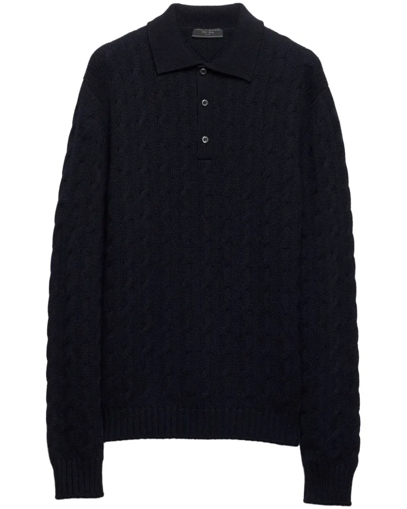 Prada Polo-Pullover mit Zopfmuster - Blau Blau