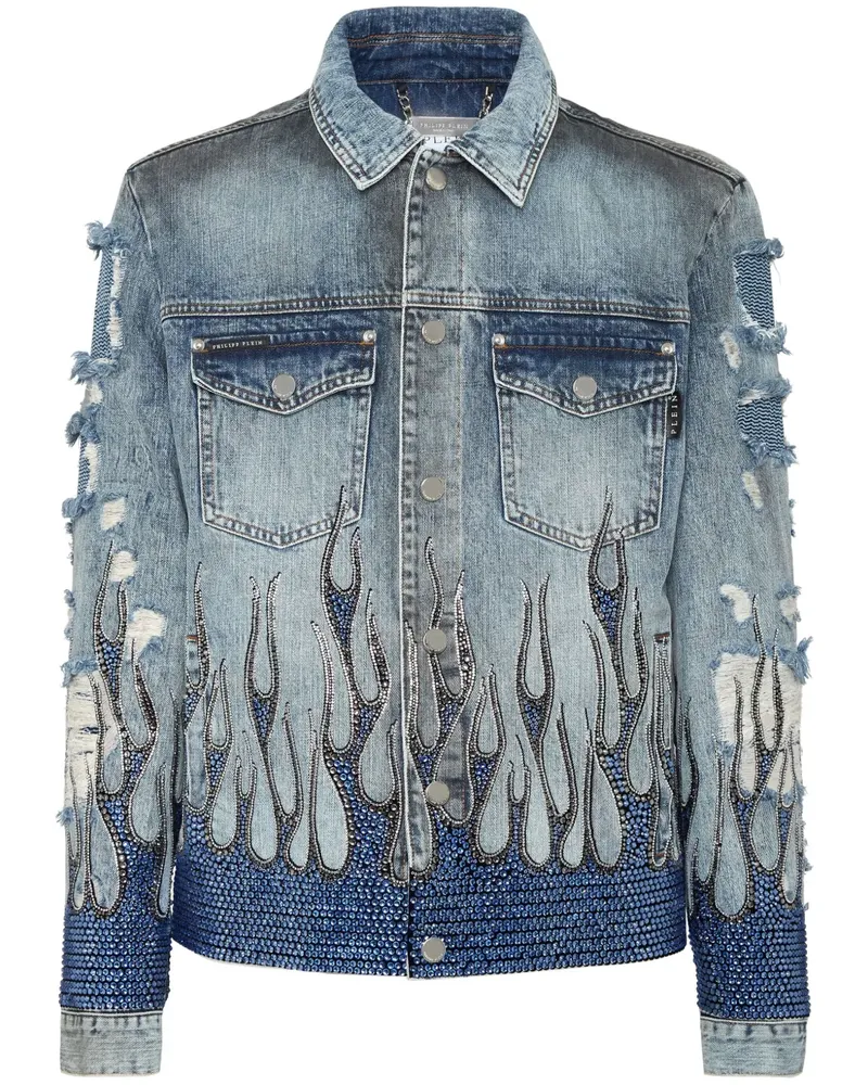 Philipp Plein Strass Flame Jacke - Grau Grau