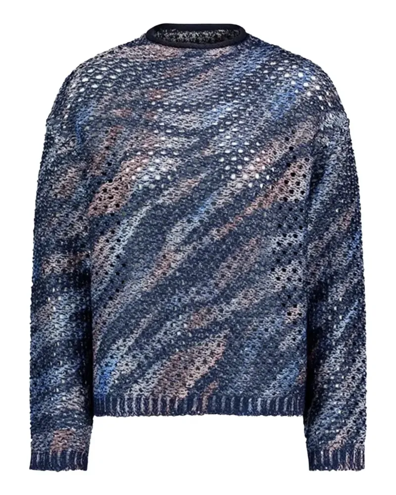 Betty Barclay Lochstrick-Pullover mit Tiger-Print - Blau Blau