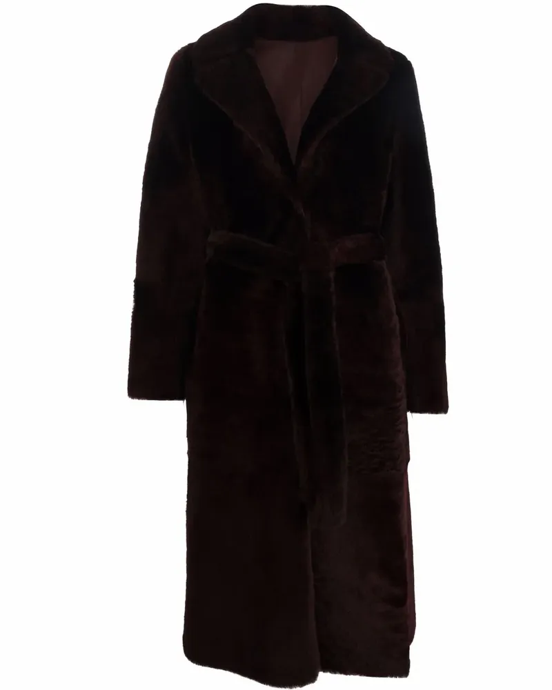 Yves Salomon Langer Shearling-Mantel - Rot Rot