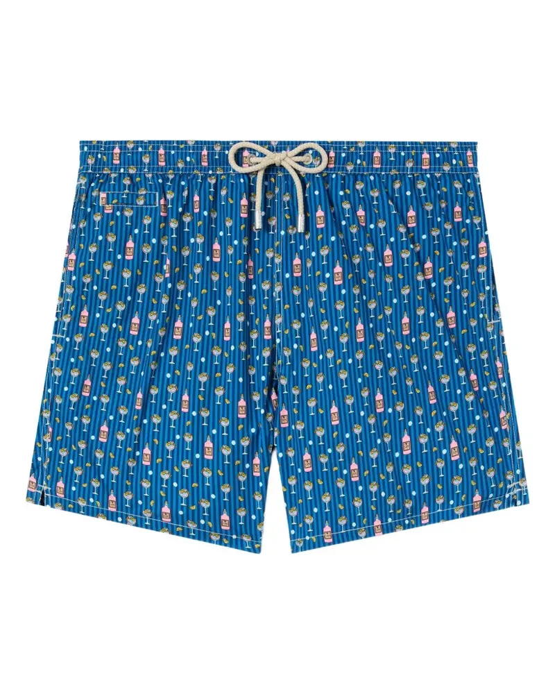 MC2 Saint Barth Gestreifte Badeshorts mit grafischem Print - Blau Blau