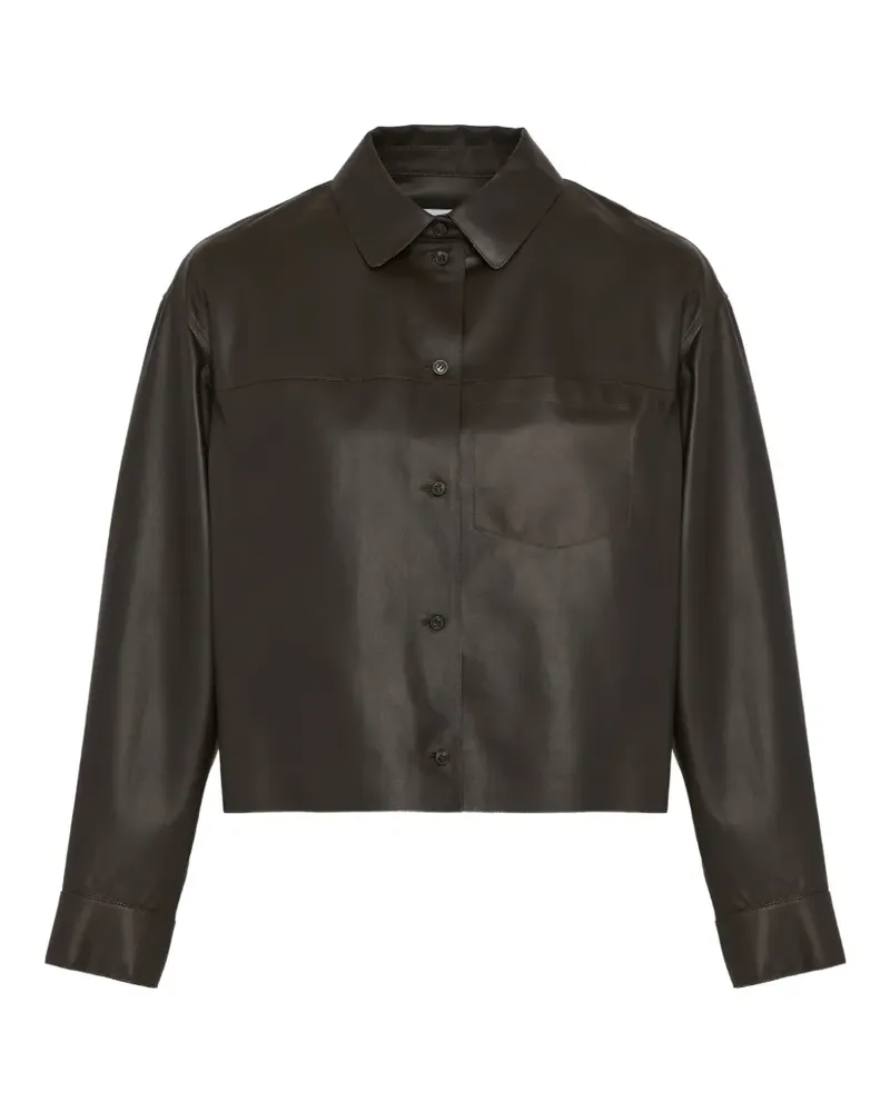 Yves Salomon Lederjacke mit Knopfleiste - Braun Braun