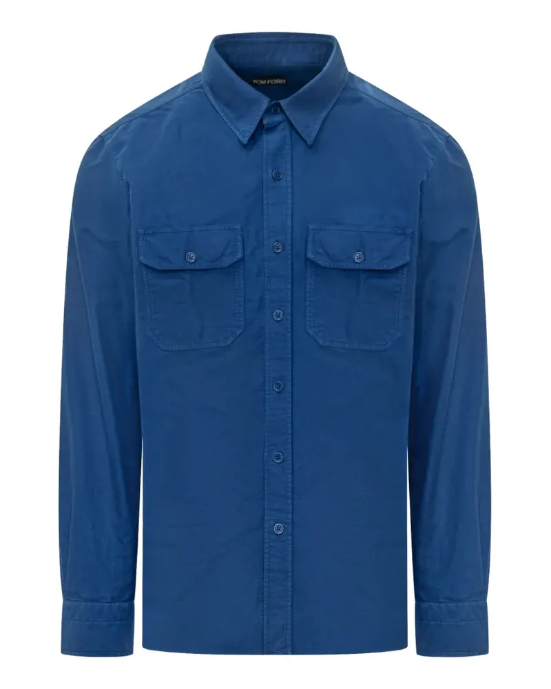 Tom Ford Hemd im Military-Look - Blau Blau