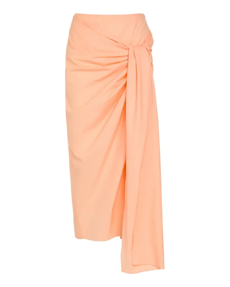KHAITE Shay knot-detail draped midi skirt - Orange Orange