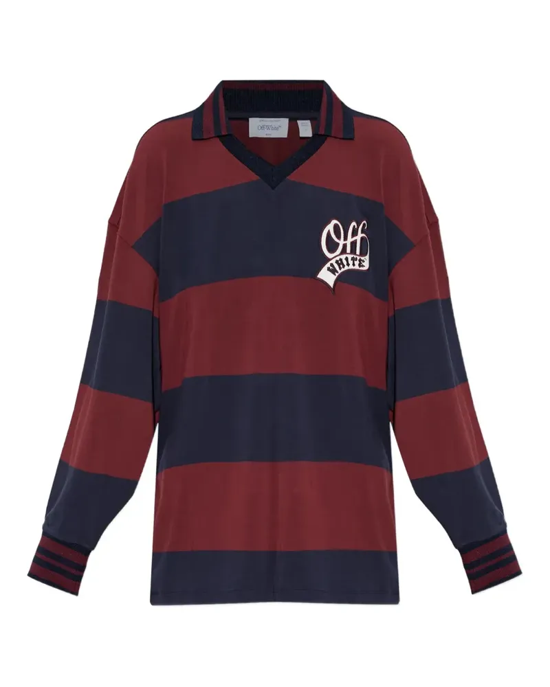 OFF-WHITE logo-patch striped polo shirt - Rot Rot