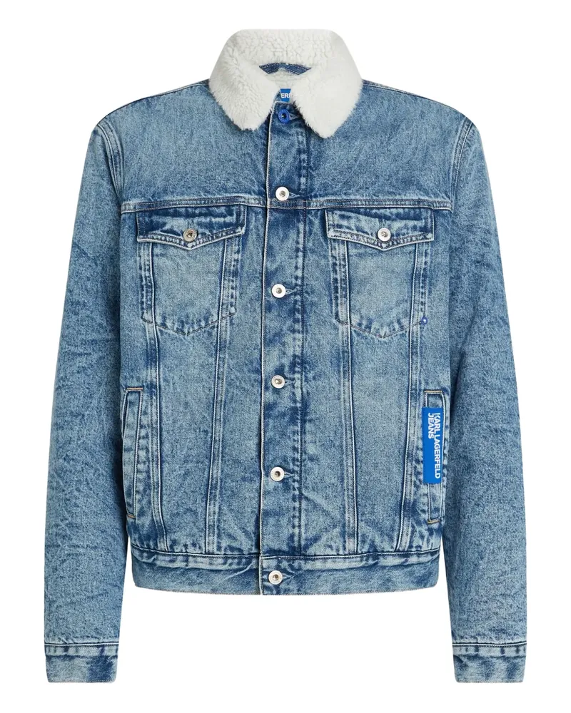 Karl Lagerfeld Jeansjacke mit Shearling-Kragen - Blau Blau