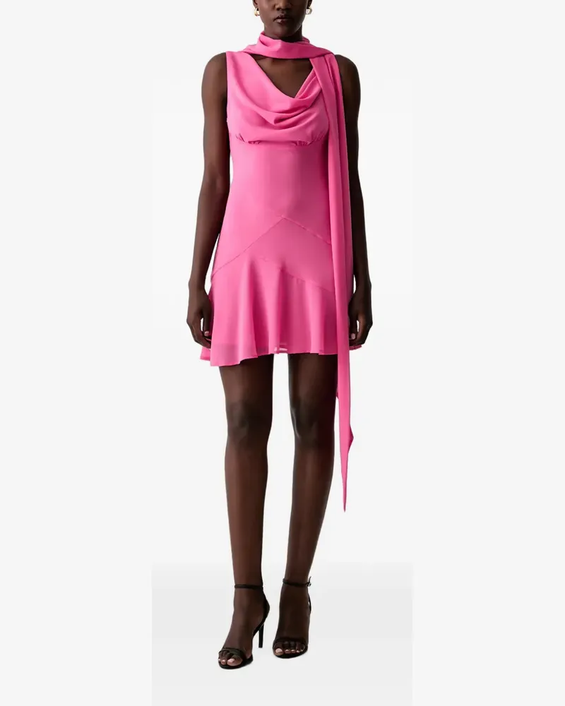 Never Fully Dressed cowl-neck scarf-detail mini dress - Rosa Rosa
