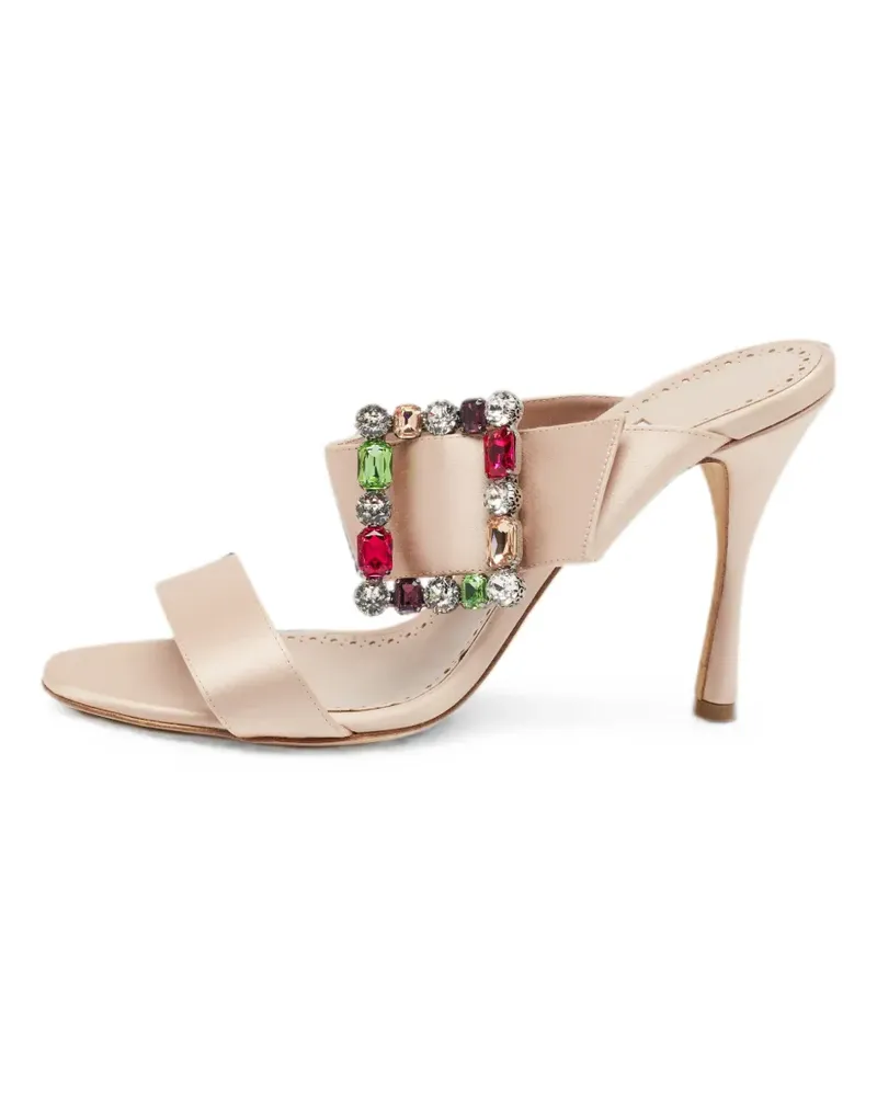 Manolo Blahnik Verda crystal-embellished heeled sandals - Nude Nude