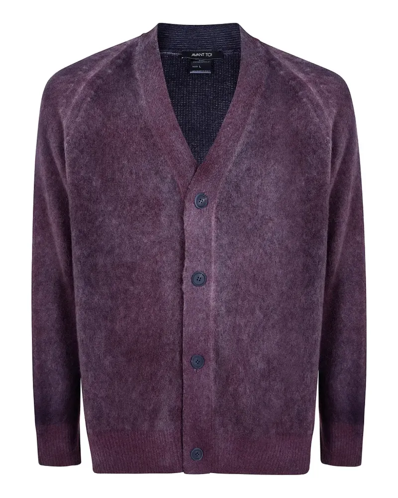 Avant Toi Gebürsteter Cardigan mit Raglanärmeln - Rot Rot