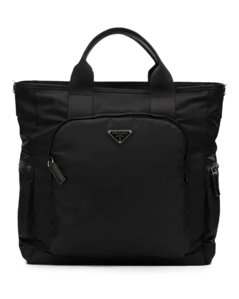 Prada Re-Nylon logo-plaque shoulder bag - Schwarz Schwarz